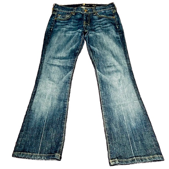 7 for all Mankind Dojo medium Wash Flare leg jeans womens Sz 28W X 26.5” inseam - Picture 3 of 9